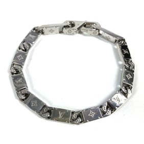 LOUIS VUITTON M0921L Monogram Tie-Up Bracelet, Men's, Silver