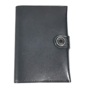 HERMES Logo R.M.S Passport Cover Stationery Case Calfskin Unisex Black