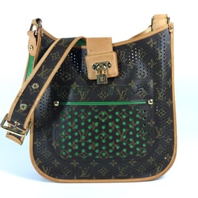 LOUIS VUITTON M95173 Monogram Perforated Musette Shoulder Bag in Canvas, Unisex, Green