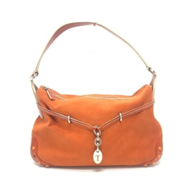 TOD'S Logo Charm One-Shoulder Handbag/Shoulder Bag in Leather/Suede, Women's, Orange