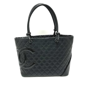 CHANEL A25169 Matelasse Cambon Line Large Bag, Handbag, Tote Lambskin/Patent Leather, Women's, Black
