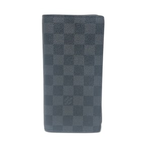 LOUIS VUITTON N62655 Portefeuille Brazza Wallet, Bifold Long Damier Graphite Canvas, Men's, Black,