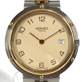 HERMES Olympia Two-tone Men's Watch, Stainless Steel, Silver