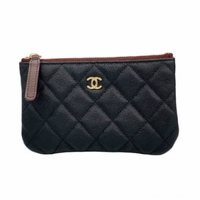 Chanel Matelasse Pouch, Caviar Skin, Black, Women's