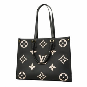 Louis Vuitton Monogram Empreinte Two-Tone On-the-Go MM Handbag M45495 Black/Beige 2-Way Bag for