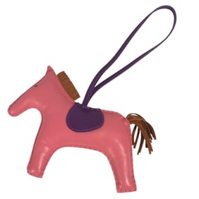 HERMES Rodeo GM Bag Charm, Horse Cheval Anjou Milo, Women's, Pink