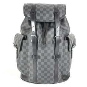LOUIS VUITTON N41379 Damier Graphite Christopher MM Backpack, Unisex, Black, Canvas