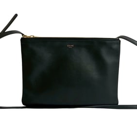 CELINE Trio Small Leather Mini Shoulder Bag/Pochette/Sacoche in Black 85940