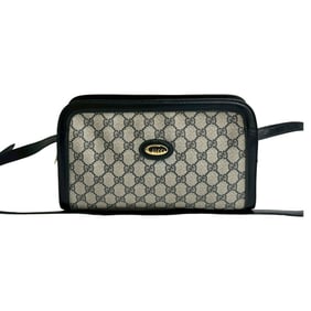 GUCCI Old Gucci Vintage GG Logo Leather Shoulder Bag/Pochette/Sacoche in Navy Blue 19817