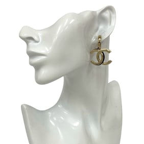 CHANEL Coco Mark Motif GP Earrings for Women, Gold, 84252