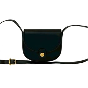 CELINE Triomphe Logo Hardware Leather Mini Shoulder Bag Pochette Sacoche Black 90387