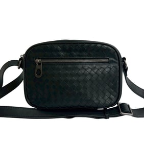 BOTTEGA VENETA Intrecciato Leather Mini Shoulder Bag/Pochette/Sacoche Black 185-9