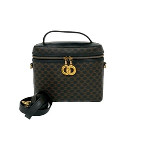 CELINE Macadam Blason Triomphe Leather 2-Way Handbag/Vanity Bag/Shoulder Bag, Black, 10130