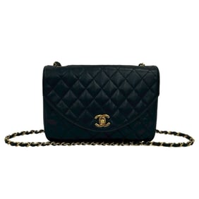 CHANEL Vintage Matelasse Coco Lambskin Leather Chain Shoulder Bag, Navy, 121-3