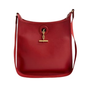 ?A Stamped HERMES Vintage Vespa PM Couchvel Leather Shoulder Bag Red 620-7