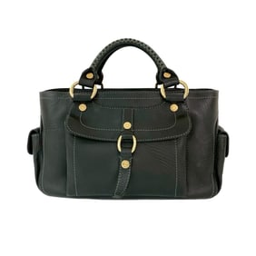 CELINE Boogie Bag, Triomphe Logo Hardware, Leather Handbag, Mini Boston Tote Black, 41861