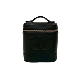 Unused, stored CHANEL Coco Mark caviar leather handbag vanity bag 86709