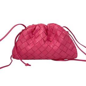 BOTTEGA VENETA The Mini Pouch Intrecciato Leather Shoulder Bag, Pink, 1369e
