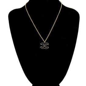 CHANEL Vintage Coco Mark Motif Chain Necklace Pendant Gold 58078