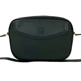 Burberry's Vintage Shadow Horse Logo Leather Shoulder Bag/Pochette/Sacoche in Black 30241