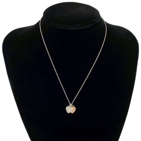 TIFFANY & Co. Tiffany Return to Double Heart Sterling Silver 925 Metal Necklace Choker Pendant 97439