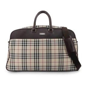 Burberry Nova Check 2-Way Boston Shoulder Bag in Canvas and Leather (Beige Brown)