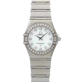 OMEGA Constellation Mini 1460 75 50th Anniversary Model Diamond Bezel Women's Watch 12P White Shell