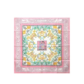 Hermes Hermès Carre 90 Large Scarf, Early America, 100% Silk, Pink