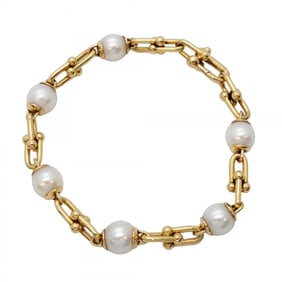Tiffany bracelet hardware 18KYG yellow gold white pearl women's