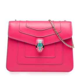 BVLGARI Serpenti Forever Chain Shoulder Bag in Pink Leather for Women