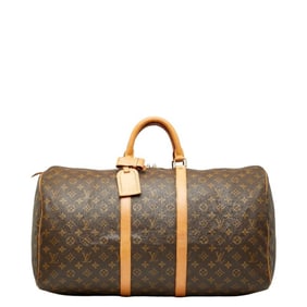 Louis Vuitton Monogram Keepall 55 Boston Bag, Travel M41424, Brown PVC Leather, Women's, LOUIS