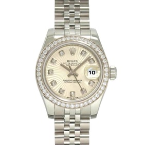 Rolex Datejust 179384G G-number, Roulette Diamond Bezel, Women's Watch, 10 Diamonds, Silver, 18K