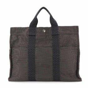 Hermes Hermès Herline MM Tote Bag, Gray Canvas with Silver Hardware
