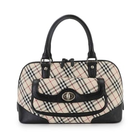 Burberry Nova Check Handbag in Canvas and Leather, Beige Black