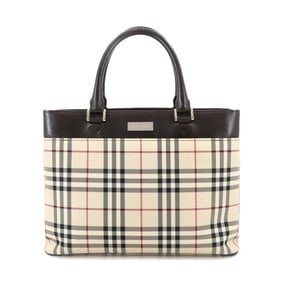 Burberry Nova Check Handbag Canvas Leather Beige Brown Hand Bag