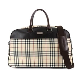 Burberry Nova Check 2-Way Boston Shoulder Bag in Canvas and Leather (Beige Brown)