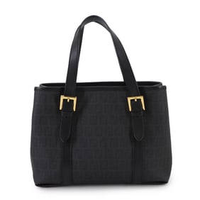 Fendi Zucchino Handbag, Black PVC Leather with Gold Hardware, 8BH237