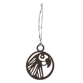 Hermes Hermès Petit H Parakeet Bag Charm in Epsom Leather, Brown and White