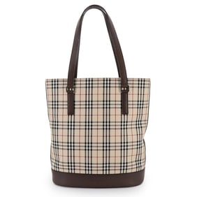 Burberry Nova Check Tote Bag in Canvas and Leather (Beige Brown)