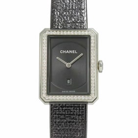 CHANEL Boyfriend Tweed Diamond Bezel Watch H5318 Boys' with Date Display and Black Quartz Movement