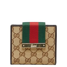 Gucci Sherry Line GG Canvas Bifold Wallet 181669 Beige Multicolor Leather Women's GUCCI