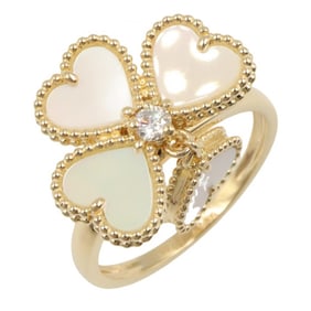 Van Cleef & Arpels Sweet Alhambra Heart Ring in 18K Yellow Gold with Diamonds and Mother-of-Pearl,