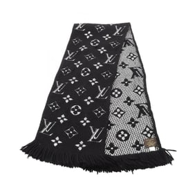 Louis Vuitton Echarpe Logomania Shine Scarf, Wool and Silk, Men's Women's, Black Silver