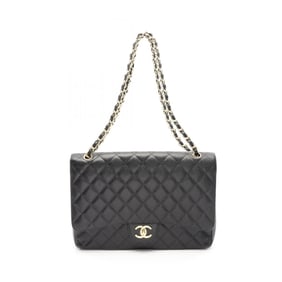 CHANEL Deca Matelasse 34 Double Flap Shoulder Bag in Grained Calfskin Leather, Black