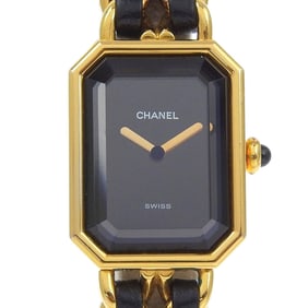 CHANEL Premiere M Women's Watch H0001, Gold-Plated Leather Strap, Quartz Movement, Analog Display,