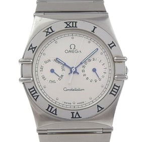 OMEGA Constellation Day-Date Watch 398.0869 Stainless Steel 1993 Quartz Analog Display Silver Dial
