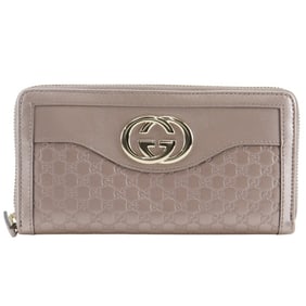 Gucci Interlocking G Round Long Wallet 308012 in Shimmer Leather, Pink, Women's