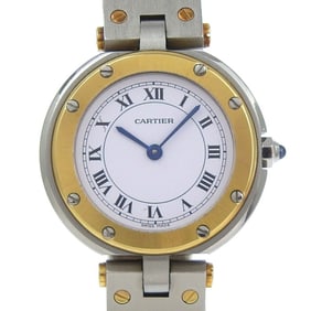 Cartier Santos Round SM Watch, caliber 81, 84038288, stainless steel with yellow gold quartz