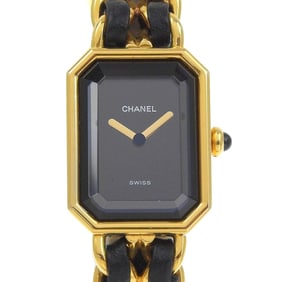 CHANEL Premiere L Women's Watch H0001, Gold-Plated Leather Strap, Quartz Movement, Analog Display,