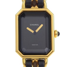 CHANEL Premiere M Women's Watch H0001, Gold-Plated Leather Strap, Quartz Movement, Analog Display,